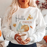 Rarove Thanksgiving Hello Pumpkin Print Sweatshirt Thankful Grateful Blessed Hoodie Women Fashion Thanksgiving Pullover Streetwear Halloween Clothes