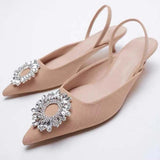 Rarove Fall Outfit Rhinestone Women's Pumps Fashion Pointed Slingback Female Stiletto 2022 New Elegant Colorful Shallow Mouth Ladies Prom Shoes