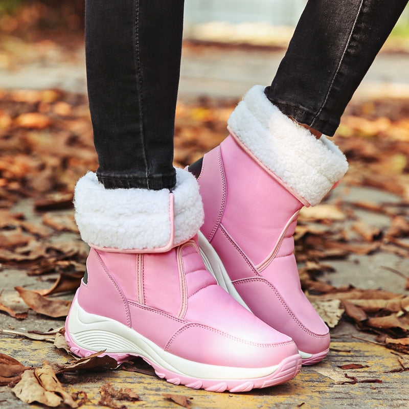 Rarove Winter Outdoor Women Snow Boots Waterproof Non Slip Cotton Padded Shoes Woman Thick Sole Warm Fur Platform Botas Mujer Plus Size
