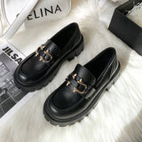 Rarove Back to school 2022 Spring And Autumn New Women's Flat Shoes Ladies Leather Platform Shoes Casual Buckle Shoes Ladies Fashion All-Match Shoes