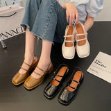 Rarove Fall Outfit Summer Women Sandals Square Toe Back Open Buckle Chunky Heel Females Pumps Fashion Elegant Leisure Cozy Mary Jane Lady Shoe