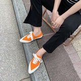 Rarove Pointed Toe Flat Sneakers For Women Spring Autumn Fashion Breathable Canvas Shoes Woman Lace Up Casual Flats Shoes