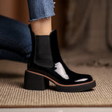 Rarove 2022 Autumn Women Shoes Retro Round Toe Winter Women Boots Platform Boots Genuine Leather Ankle Boots Womens Heel Chunky Boots