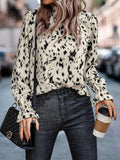 Rarove- 6 Color Polka Dot Printed Tops Ladies High Neck Long Sleeve T Shirt Office Lady Spring Autumn Fashion Blouses
