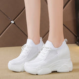Rarove Breathable Air Mesh Chunky Sneakers Women Spring Summer Knitted Height Increasing Shoes Woman White Casual Footwear