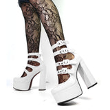 RAROVE Halloween Women's Brand New Great Quality Sweet Black Goth Block Platform Heels Chunky Mary Janes Shoes Woman Pumps High Heeled