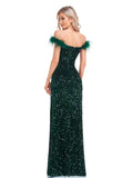 Rarove Elegant Evening Dresses Green Sequin Sexy Split Party Backless Women Long luxurious Gown Formal Dress Cocktail 2023
