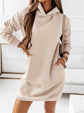 Rarove- Fashion Hooded Mini Dresses Women Pocket Sweatshirts Casual Dress Female Autumn Winter Solid Color Long Sleeve Vestido