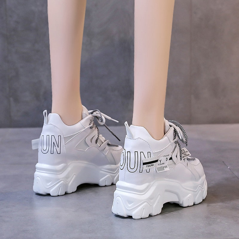 Rarove Back to school Breathable Chunky Sneakers Women Fashion Height Increase Platform Vulcanize Shoes Woman Thick Bottom Sports Shoes