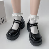 Rarove Patent Leather Pumps Woman High Heels Double Buckle Strap Mary Jane Shoes For Women Japanese Retro Platform Lolita Shoes