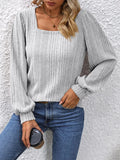 Rarove- Vintage Square Neck Lantern Sleeve Tops Women Solid Color Long Sleeve Blouses Women Autumn Winter Fashion Loose Shirt