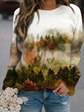 Rarove- Art Graphics T Shirt Women Loose Long Sleeve Sports Sweatshirt Female Natural Scenery Printed Tops Autumn Clothing
