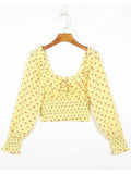 Rarove Women Fashion Yellow Floral Print Camis Vintage Backless Sexy Short Crop Top Female Summer Tank Top Blusas Chic Tops