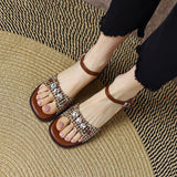 Rarove New Summer Women Sandals Mid-Heel Square Head Soft Chunky Open Toe Female Slipper Fashion High Quality Simplicity Cozy Lady Shoe