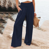 Rarove Black Friday Vintage High Waist Cotton Linen Pants Women Casual Loose With Pocket  Wide Leg Pants Woman Summer Beach Long Trousers