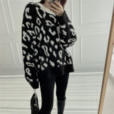 RAROVE New Fashion Sweater Women Tops Vintage Leopard Long Sleeve Knit  Female Casual Loose Pullover Elegant Knitwear Jumper