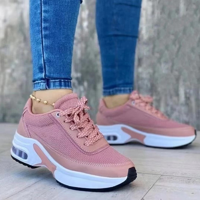 Rarove Autumn New Air Cushion Women's Sneakers Chunky Platform Vulcanize Shoes Woman Breathable Wedges Ladies Sports Shoes