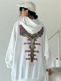 RAROVE Gothic Jesus Print Oversize Hoodie Women Vintage Harajuku White Crewneck Sweatshirts Pullover Female Mall Goth Tops