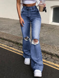 Rarove Spring and Summer New Metal Decoration Wide Leg Trousers Ripped Jeans High Waist Jeans  Baggy Jeans Women Denim Joggers Women