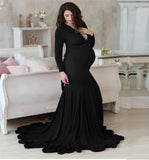 Sexy Maternity Dresses Photography Long Pregnancy Shoot Maxi Gown For Baby Showers Party Cute Ruffles Pregnant Women Photo Props