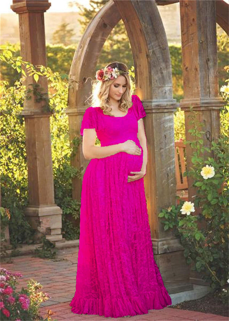 2022 Plus Size Maternity Dresses For Photo Shoot Fashion Lace Maxi Maternity Gown Dress Women Pregnancy Clothes Photography Prop