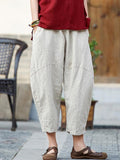 Rarove-Loose Pure Color Comfortable Linen bloomers