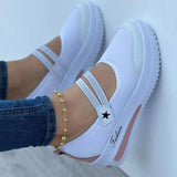Rarove- Summer Casual Solid Color Wedge Round Toe Shoes
