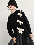 Rarove-Stylish Bowknot Round-Neck Knitting Sweater