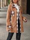 RAROVE-European and American women's clothing, minimalist style, casual fashion Plaid Contrast Dropped Shoulder Coat