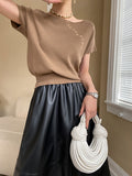 Rarove-Stylish Loose Solid Color Boat Neck Knitwear Pullovers Tops