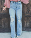 RAROVE-Women's Straight Distressed Denim Jeans Long Pants