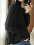 Rarove-Original Irregular 7 Colors High-Neck Long Sleeves Sweater Top