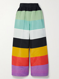 Rarove-Loose Wide Leg Contrast Color Striped Casual Pants Bottoms