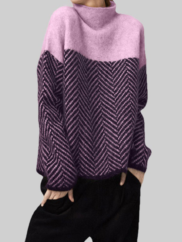 Rarove-Casual Loose High-Neck Sweater Tops