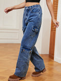 RAROVE-Women's Retro Denim Jeans Buttoned Long Jeans