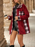 RAROVE-European and American women's clothing, minimalist style, casual fashion Plaid Contrast Dropped Shoulder Coat