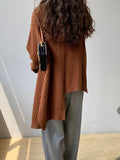 Rarove-Original Irregular 5 Colors Split-Side Round-Neck Long Sleeves Sweater Top