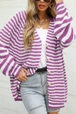 RAROVE-European and American women's clothing, minimalist style, casual fashion Striped Button Up Long Sleeve Cardigan