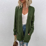 Rarove-Women's Cardigan Twist Knitted Open Front Long Sleeve Sweater Cardigan with Pocket