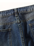 Rarove Rolled Hem Single-breasted Closure Denim Pants Straight Legs Loose Fit Casual Denim Jeans Women's Denim Jeans & Clothing