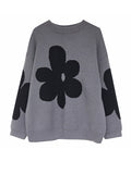 Rarove-Casual Long Sleeves Loose Contrast Color Jacquard Round-Neck Pullovers