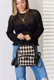 RAROVE-European and American women's clothing, minimalist style, casual fashion David Jones Argyle Pattern PU Leather Backpack