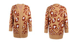 Rarove-Women's Cardigan Lepord Print Open Front Casual Long Sleeve Sweater Cardigan Top