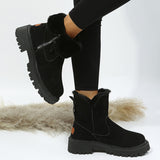Rarove- Black Casual Patchwork Solid Color Zipper Round Keep Warm Comfortable Shoes