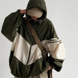 RAROVE-Contrast Color Hooded Outdoor Jacket