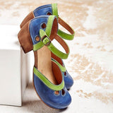 Rarove- Women's retro block heel sandals