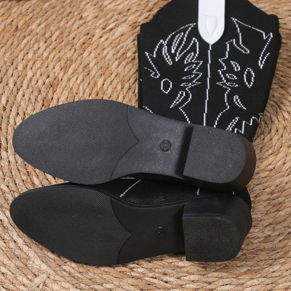 Rarove- Black Casual Embroidered Patchwork Pointed Comfortable Out Door Shoes