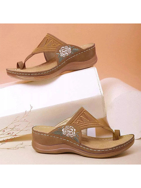 Rarove- Women's embroidered comfortable wedge sandals