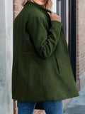 Rarove-Elegant Solid Stand Collar Pocket Open Front Long Sleeve Blazer