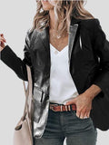 Rarove-Lapel PU Leather Long Sleeve Blazers